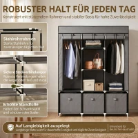 HOMCOM Stoffschrank aus Vlies, Faltschrank, inkl. 3 Schubladen, 125 cm x 43 cm x 162,5 cm, Grau(m-5)