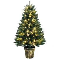 HOMCOM Realistic Xmas Tree, 4ft Prelit Artificial Christmas Tree with 80 Lights, Green(m-15)