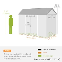 Outsunny 8 x 4 ft Resin Garden Shed, Wood-Effect Outdoor Storage Shed with Floor, Windows, Lockable Doors and Vents, Dark Grey(m-3)