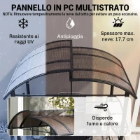 Outsunny Gazebo per Barbecue con Tetto e 2 Ripiani Portaoggetti, in Metallo e PC, 240x150x230cm, Grigio Scuro(m-4)