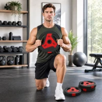 SPORTNOW 4er-Set Hantelgewichte mit 2 x 5/2,5 kg Gewichte, Hantelscheiben Set mit Griffen Gewichtsscheiben, Schwarz+Rot(m-9)