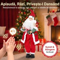 HOMCOM Moș Crăciun Animat Muzical, Cântă și Dansează, 120 cm, Roșu(m-5)
