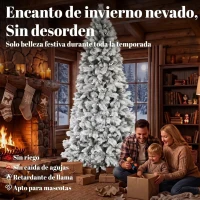 HOMCOM Árbol de Navidad Artificial 270 cm con 1507 Ramas Base Metálica Plegable Montaje Rápido para Salón Interior Blanco(m-4)