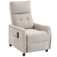 HOMCOM Fotoliu Masaj Reclinabil Manual din Material Textil Tip In cu Telecomandă, Crem(m-1)