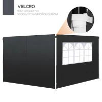Outsunny 2.95 Meters Gazebo Replaceable Exchangeable Side Panel Wall Panels Walls With Window, Black(m-6)