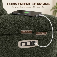 HOMCOM Fauteuil Releveur Électrique Massage Vibration et Chaleur en Peluche Teddy, Dossier Inclinable, 83x94,5x102cm Vert Foncé(m-8)