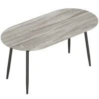 HOMCOM Uitschuifbare ovale eettafel voor 4-6 personen, verlengbare moderne keukentafel met metalen frame, grijs(m-1)