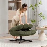 HOMCOM Draaifauteuil loungestoel met brede zitting, waterafstotende chenille-look, gekruiste stalen poten, groen(m-8)
