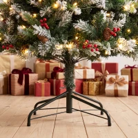 HOMCOM Sapin de Noël Artificiel Lumineux et Enneigé 150cm, Arbre de Noël, Télécommande, 11 Modes d'Éclairage, 210 LED, Vert(m-12)