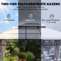 Outsunny 3.6 x 3 (m) Outdoor Polycarbonate Gazebo, Double Roof Hard Top Gazebo with Nettings & Curtains for Garden, Lawn, Patio(m-4)