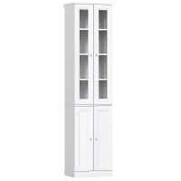 HOMCOM Meuble de Salle de Bain 6 niveaux, Meuble de Rangement avec 4 Portes à Fermeture Douce et Étagères Réglables, Blanc(m-1)
