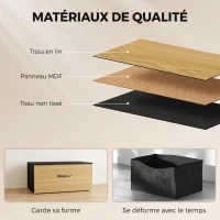 HOMCOM Commode, meuble de rangement avec 5 tiroirs en tissu pliables, plateau et cadre en acier, 98 x 29 x 63 cm, chêne(m-6)