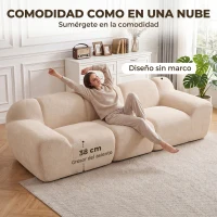 HOMCOM Sofá de 3 Plazas de Chenilla 233 cm Asiento Amplio y Profundo Reposabrazos Anchos Sin Montaje Beige(m-6)
