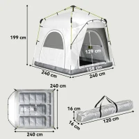 Outsunny 3 Person Automatic Camping Tent, Outdoor Pop Up Tent, Portable Backpacking Dome Shelter, Light Grey(m-3)