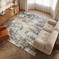 HOMCOM Tapis de salon, polyester, motif artistique moderne, lavable, Gris(m-7)