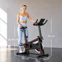SPORTNOW Heimtrainer für Zuhause mit Bluetooth-App 6 kg Schwungrad LCD-Display verstellbarer Sitz und Lenker Handyhalter(m-3)