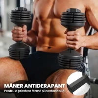 SPORTNOW Set Gantere Reglabile 5 în 1 cu Sistem de Eliberare Rapidă 11 kg Negru(m-5)