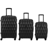 HOMCOM 3-Piece Suitcase Set, Hard Shell Carry On & Checked Luggage Set with TSA Lock, 20/24/28 Inch, Black(m-15)