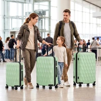 HOMCOM 3-Piece Suitcase Set, Hard Shell Carry On & Checked Luggage Set with TSA Lock, 20/24/28 Inch, Green(m-14)