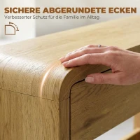 HOMCOM Konsolentisch mit 2 Schubladen, kugelgelagerten Schienen und abgerundeten Ecken, 100 cm, Natur(m-5)