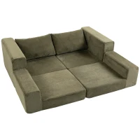 HOMCOM Schlafsofa 4-in-1 Schlaffunktion ausziehbar Klappsofa Kissen 2 Sitzer Grün(m-1)