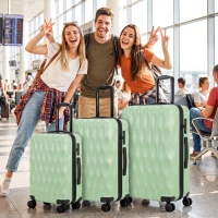 HOMCOM 3-Piece Suitcase Set, Hard Shell Carry On & Checked Luggage Set with TSA Lock, 20/24/28 Inch, Green(m-8)