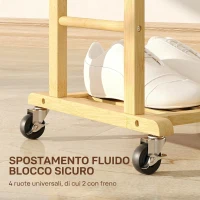 HOMCOM Appendiabiti da Terra con Ruote, Barre, Mensola, in Bambù, Design Nordico, 47x33.7x105.5 cm, Color Legno(m-5)