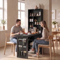 HOMCOM Klappbarer Schreibtisch mit Regal, verstellbarem Regal und Organisations-Tasche für kleine Räume 98x51x153 cm Schwarz(m-5)