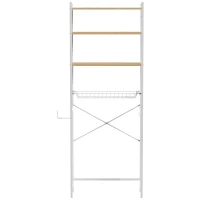 HOMCOM Mobile Sopra WC, Scaffale Salvaspazio 3 Ripiani, Rovere e Bianco(m-1)