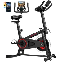 SPORTNOW Heimtrainer für Zuhause mit Bluetooth-App 6 kg Schwungrad LCD-Display verstellbarer Sitz und Lenker Handyhalter(m-8)