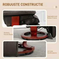 HOMCOM Draaibare Relaxfauteuil met Ligfunctie, tot 150 kg, Kunstleer, Bruin(m-8)