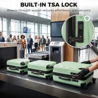 HOMCOM 3-Piece Suitcase Set, Hard Shell Carry On & Checked Luggage Set with TSA Lock, 20/24/28 Inch, Green(m-7)
