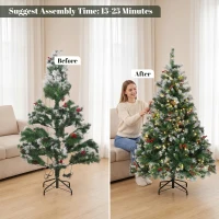 HOMCOM Sapin de Noël Artificiel Lumineux et Enneigé 120cm, Arbre de Noël, Télécommande, 11 Modes d'Éclairage, 150 LED, Vert(m-8)