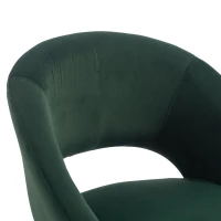 HOMCOM Velvet Desk Chair, Modern Office Chair with Height-Adjustable, Wheels, for Home Study Bedroom, Dark Green(m-13)