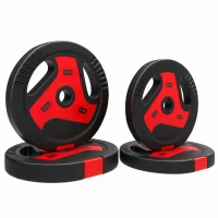 SPORTNOW 4er-Set Hantelgewichte mit 2 x 5/2,5 kg Gewichte, Hantelscheiben Set mit Griffen Gewichtsscheiben, Schwarz+Rot(m-11)