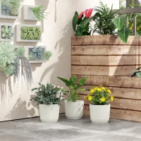 Outsunny Set of Three Ф22cm Planters - White(m-10)