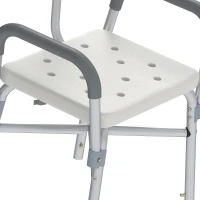 HOMCOM Tabouret de Douche Réglable en Hauteur à 5 Niveaux, Chaise de Douche, Accoudoirs Rembourrés et Coussin Amovible, Gris(m-13)