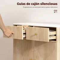 HOMCOM Aparador de 2 Puertas y 2 Cajones Aparador de Salón Moderno Estante Ajustable Encimera Efecto Mármol 77x30x80 cm Roble(m-5)