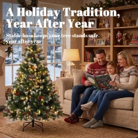 HOMCOM Sapin de Noël Artificiel Lumineux et Enneigé 120cm, Arbre de Noël, Télécommande, 11 Modes d'Éclairage, 150 LED, Vert(m-9)