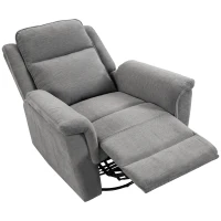HOMCOM Fotoliu Reclinabil Manual 155° cu Suport pentru Picioare, Rotativ 360°, pentru Living, Gri Deschis(m-1)