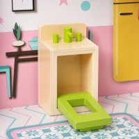 AIYAPLAY Wooden Dolls House, Large 3-Storey Modern Dollhouse with 10 Accessories, Pretend Play Toy Gift for Ages 3-6 Years, Pink(m-12)