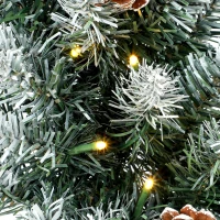 HOMCOM Verlichte kerstkrans 60 cm met 50 leds, dennenappels en sneeuwlook voor kerst en voordeur(m-10)