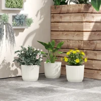 Outsunny Set of Three Ф22cm Planters - White(m-7)