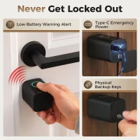 HOMCOM Smart Door Cylinder, 5-in-1 (Fingerprint Biometrics/Passcode/APP/NFC Card/Key), Shared Access, Bluetooth Cylinder(m-6)