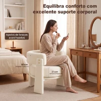 HOMCOM Poltrona em Tecido Bouclé com Almofada Lombar Assento Profundo Acolchoado e Braços Branco-Creme(m-5)