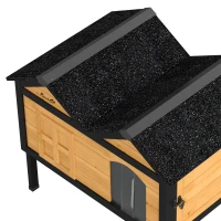 PawHut Wooden Cat House Outdoor Indoor with Weatherproof Asphalt Roof, Side Cleaning Door, PVC Curtain(m-10)