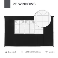 Outsunny 2.95 Meters Gazebo Replaceable Exchangeable Side Panel Wall Panels Walls With Window, Black(m-5)