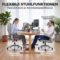 HOMCOM Ergonomische mesh-bureaustoel, draaistoel met hoge rugleuning, opklapbare armleuningen en schommelfunctie, grijs(m-6)