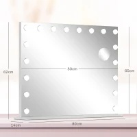 HOMCOM Hollywood Spiegel mit 18 LEDs Schminkspiegel 80x60 cm Kosmetikspiegel mit 3 Lichtfarben, Einstellbare Helligkeit(m-3)