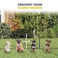 PawHut Huisdieromheining, puppyren, puppyhek, 12 panelen, voor binnen en buiten, grijs(m-8)